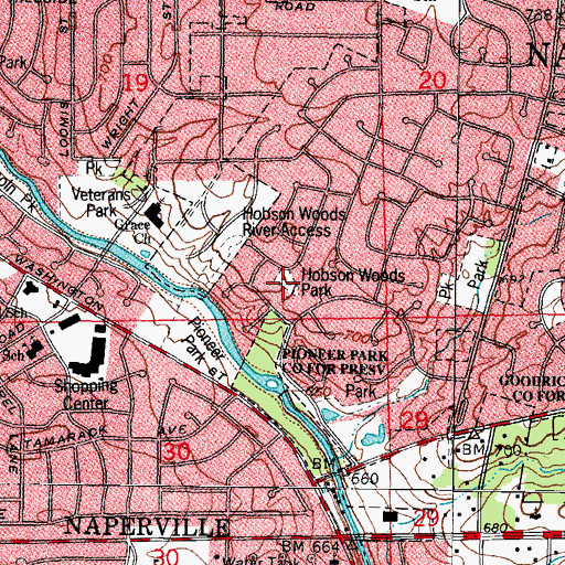 Topographic Map of Hobson Woods Park, IL