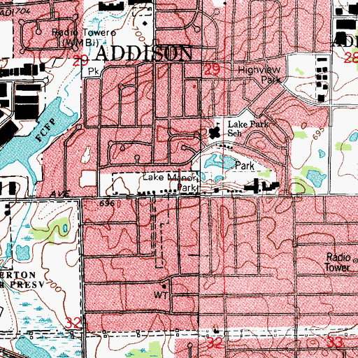 Topographic Map of Lake Manor Park, IL