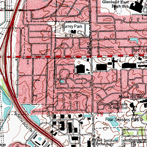 Topographic Map of Lombard Airport (historical), IL