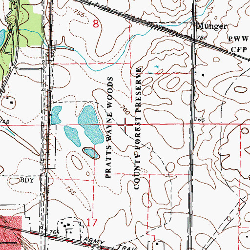 Topographic Map of Pratts Wayne Woods County Forest Preserve, IL