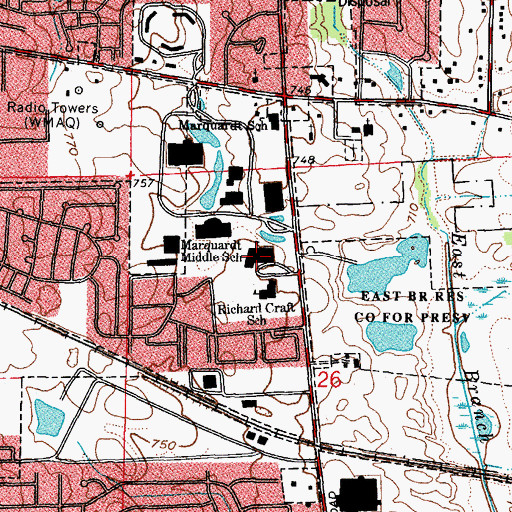 Topographic Map of Marquardt Middle School, IL