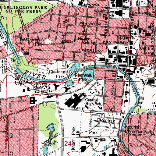 Topographic Map of Riverwalk Park, IL