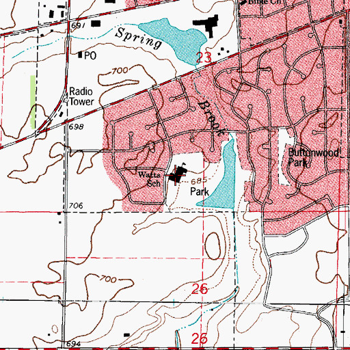 Topographic Map of May Watts Elementary School, IL