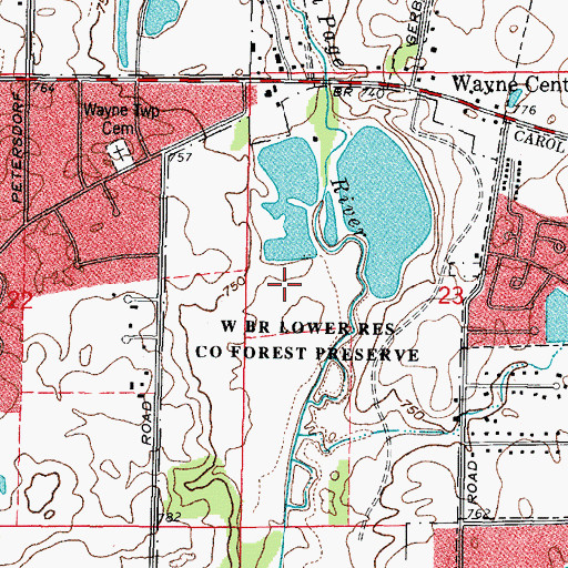 Topographic Map of West Branch Lower Reserve County Forest Preserve, IL