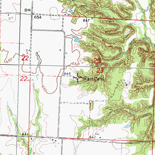 Topographic Map of Hart's Church Cemetery, IL