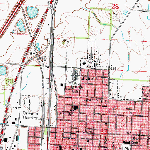 Topographic Map of Litchfield Senior High School, IL