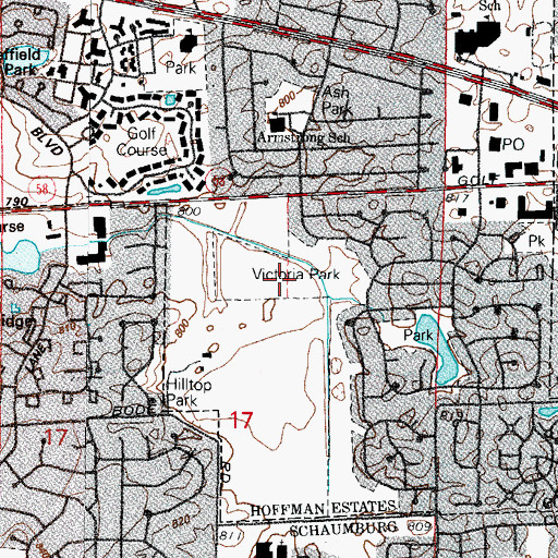Topographic Map of Victoria Park, IL