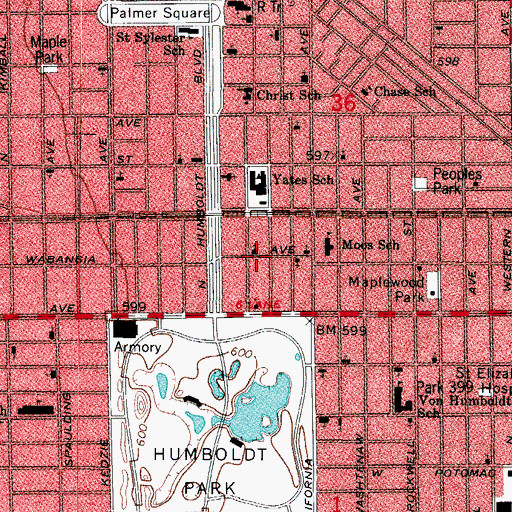 Topographic Map of Humboldt, IL
