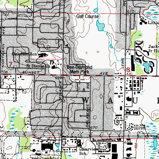 Topographic Map of Ben Diamond Memorial Park, IL