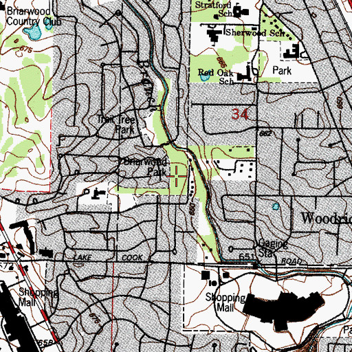 Topographic Map of Briarwood Park, IL