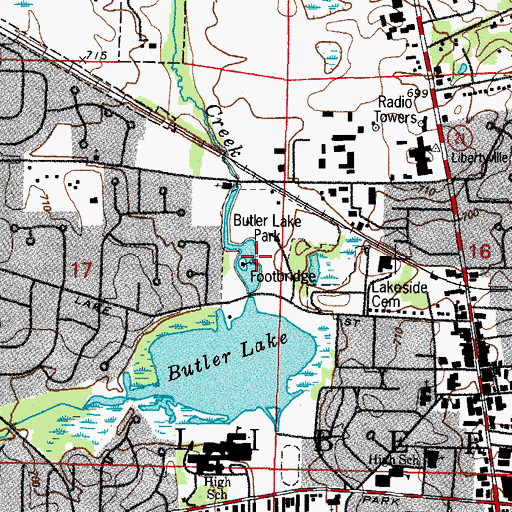 Topographic Map of Butler Lake Park, IL