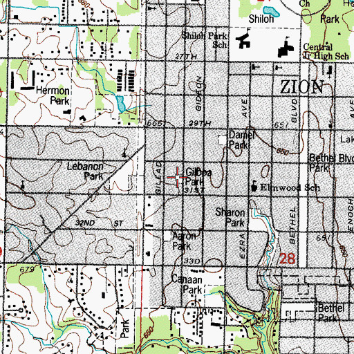 Topographic Map of Gilboa Park, IL