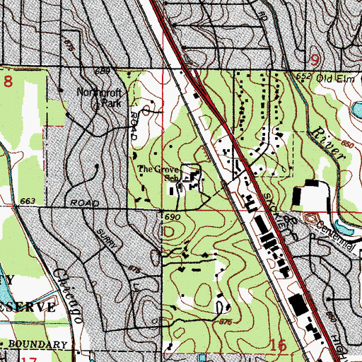 Topographic Map of The Grove School, IL