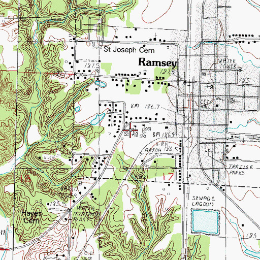 Topographic Map of Ramsey High School, IL