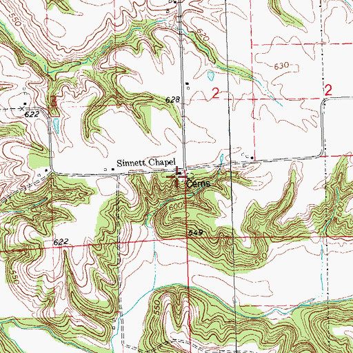 Topographic Map of Sinnett Chapel Cemetery, IL