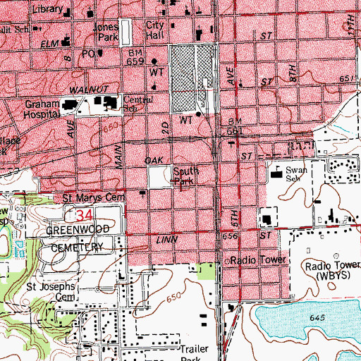 Topographic Map of Kellogg Park, IL