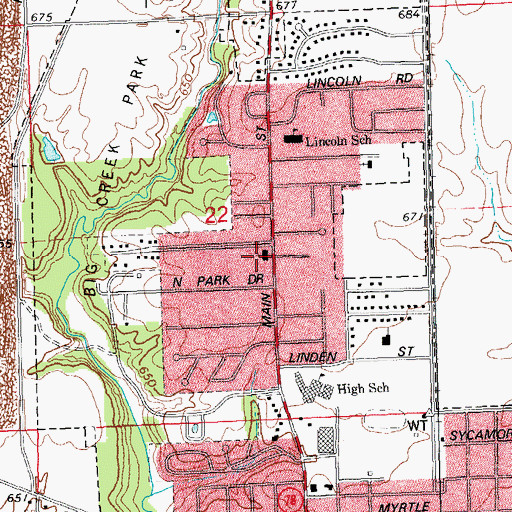 Topographic Map of Temple Baptist Church, IL