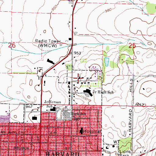 Topographic Map of Christ Episcopal Church, IL
