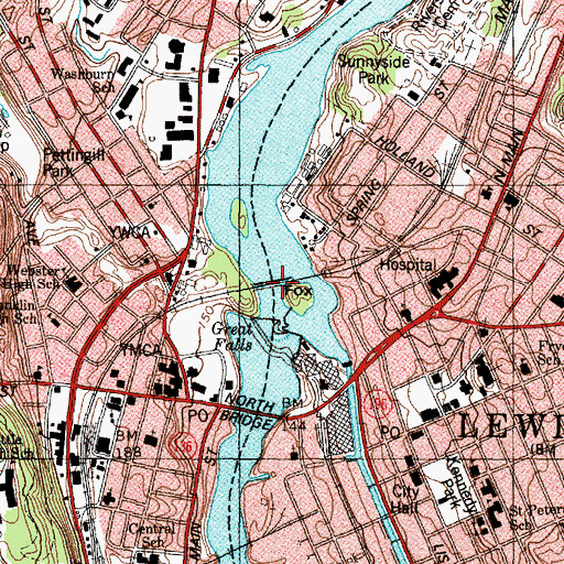 Topographic Map of Lewiston Falls Project Dam, ME