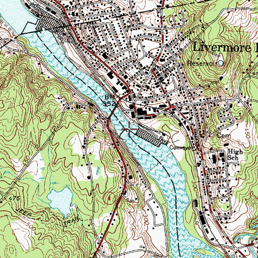 Topographic Map of Livermore Falls Dam, ME