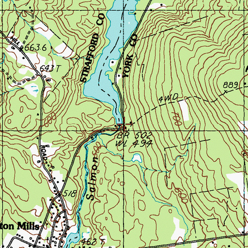 Topographic Map of Rowe Dam, ME