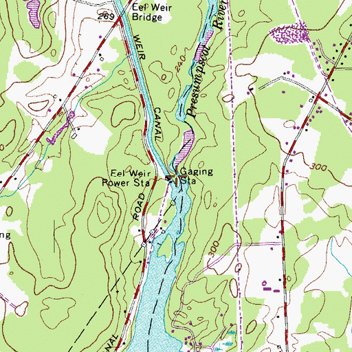 Topographic Map of Eel Weir Dam, ME
