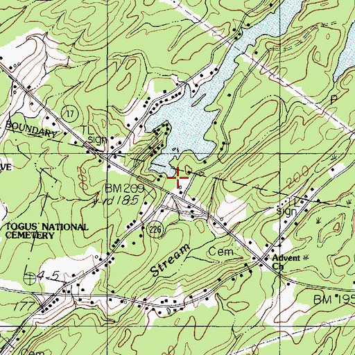 Topographic Map of Lower Togus Pond Dam, ME