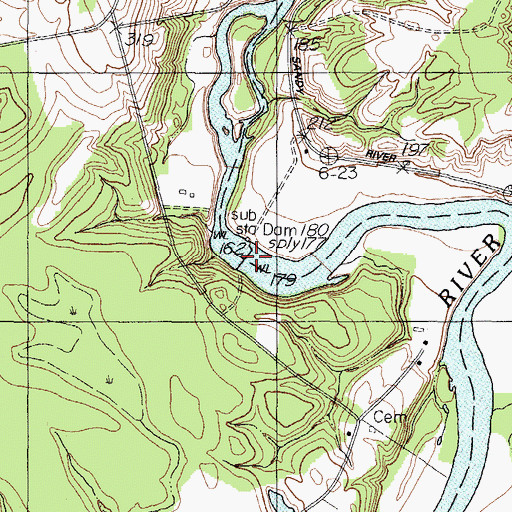 Topographic Map of Sandy River Reservoir, ME