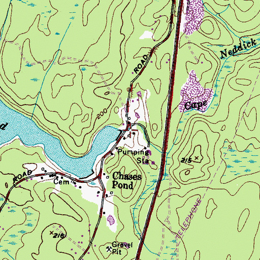 Topographic Map of Chases Pond Dam, ME