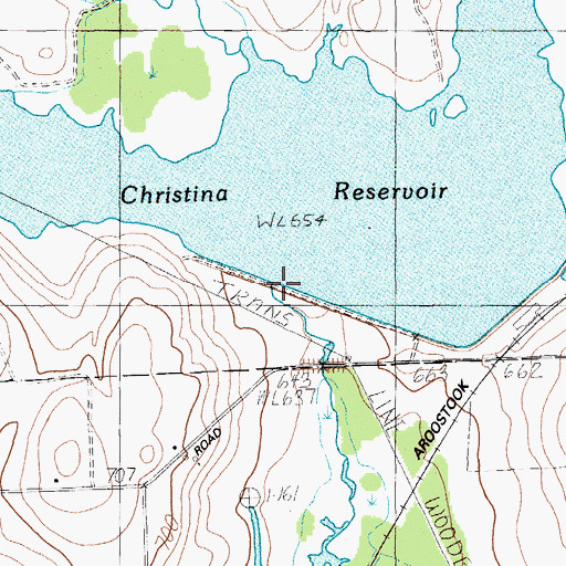 Topographic Map of Lake Christina Dam, ME
