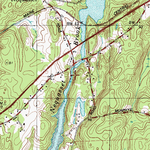 Topographic Map of Nequasset Lake Dam, ME