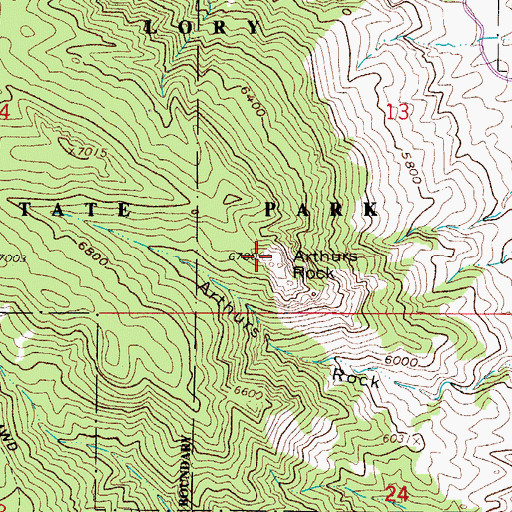 Topographic Map of Arthurs Rock, CO
