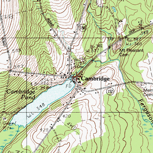Topographic Map of Cambridge Pond Dam, ME