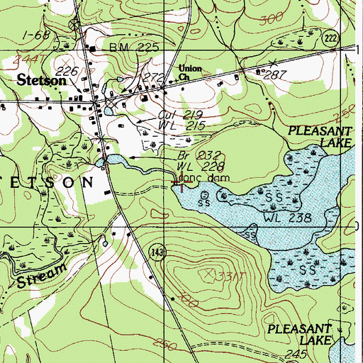 Topographic Map of Pleasant Lake, ME