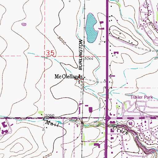 Topographic Map of McClellands, CO