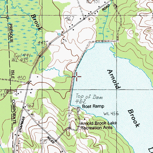 Topographic Map of Arnold Brook Dam, ME