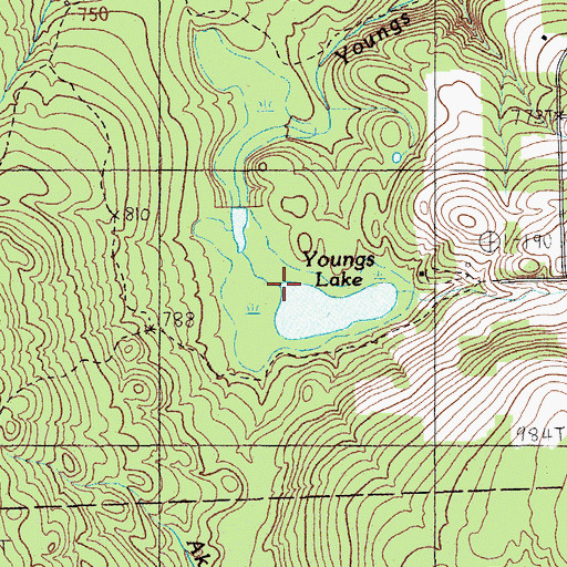 Topographic Map of Youngs Lake Dam, ME