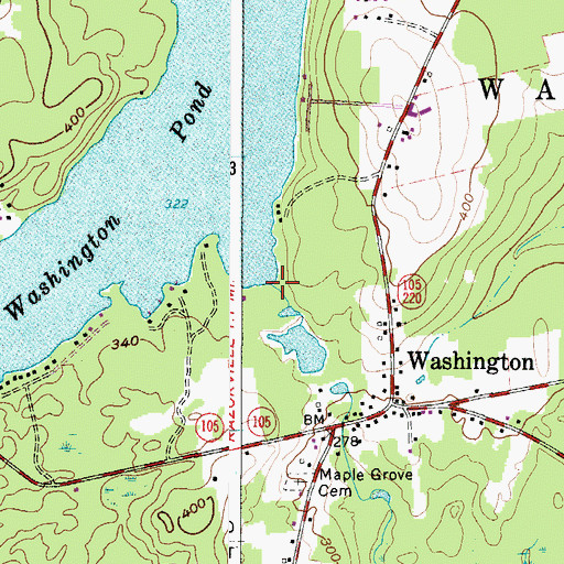 Topographic Map of Washington Pond Dam, ME