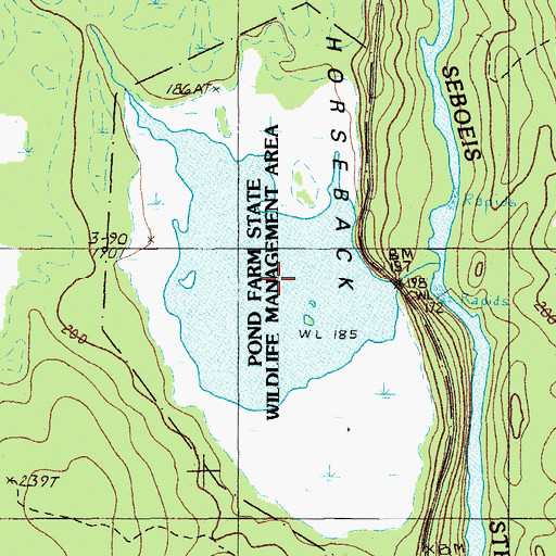 Topographic Map of Pond Farm Pond, ME