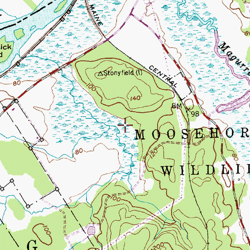 Topographic Map of Upper Barn Meadow Marsh, ME