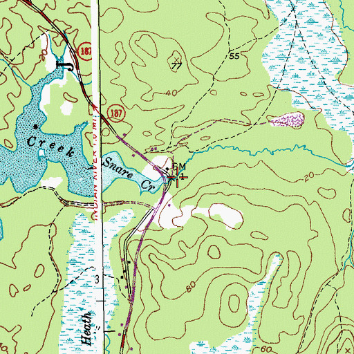 Topographic Map of Snare Creek Dam, ME