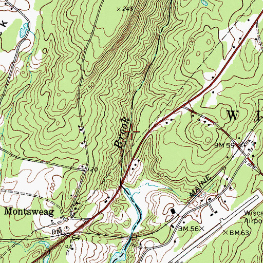 Topographic Map of Montsweag Reservoir, ME