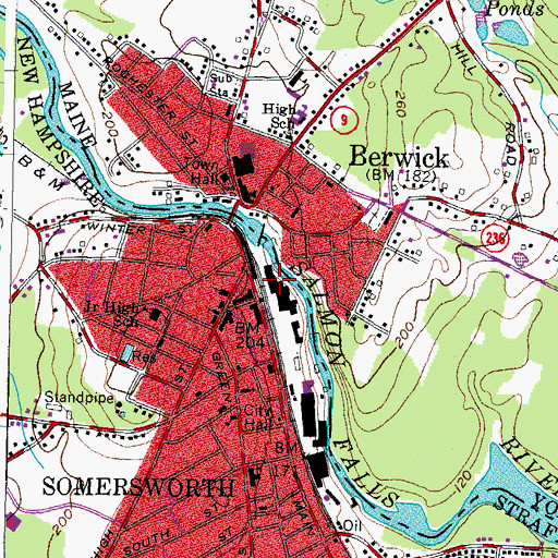 Topographic Map of Great Falls Upper Dam, NH