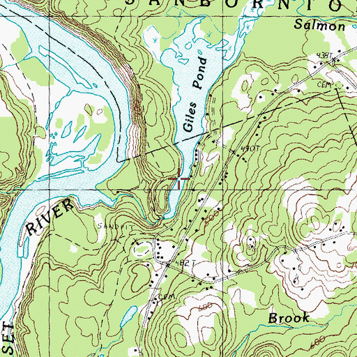 Topographic Map of Giles Pond, NH