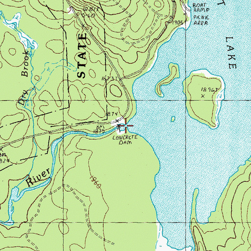 Topographic Map of Second Connecticut Lake Dam, NH