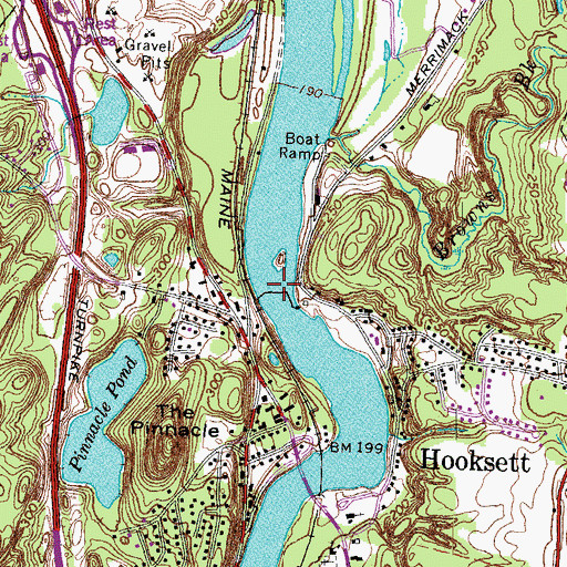 Topographic Map of Merrimack River Reservoir, NH