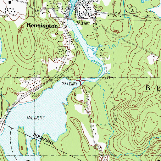 Topographic Map of Powder Mill Pond Dam, NH