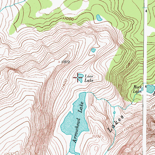 Topographic Map of Love Lake, CO