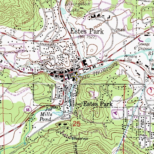 Topographic Map of Fall River, CO