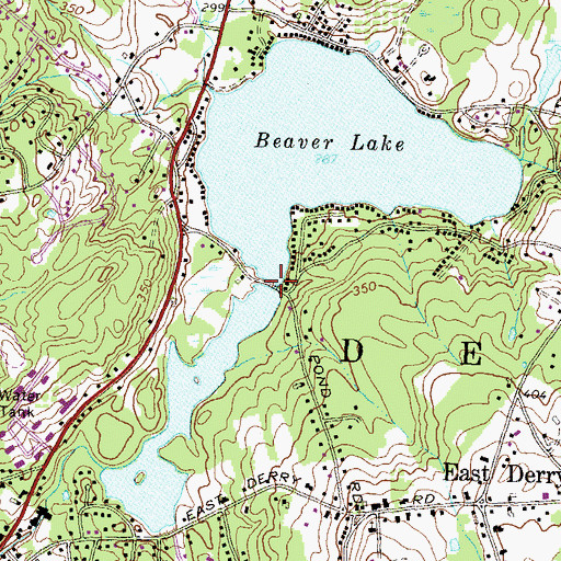 Topographic Map of Beaver Lake Dam, NH